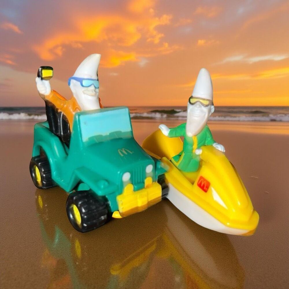 2 1990 Vintage McDonald's Mac Tonight Travel Toys Jeep & Jet Ski B7